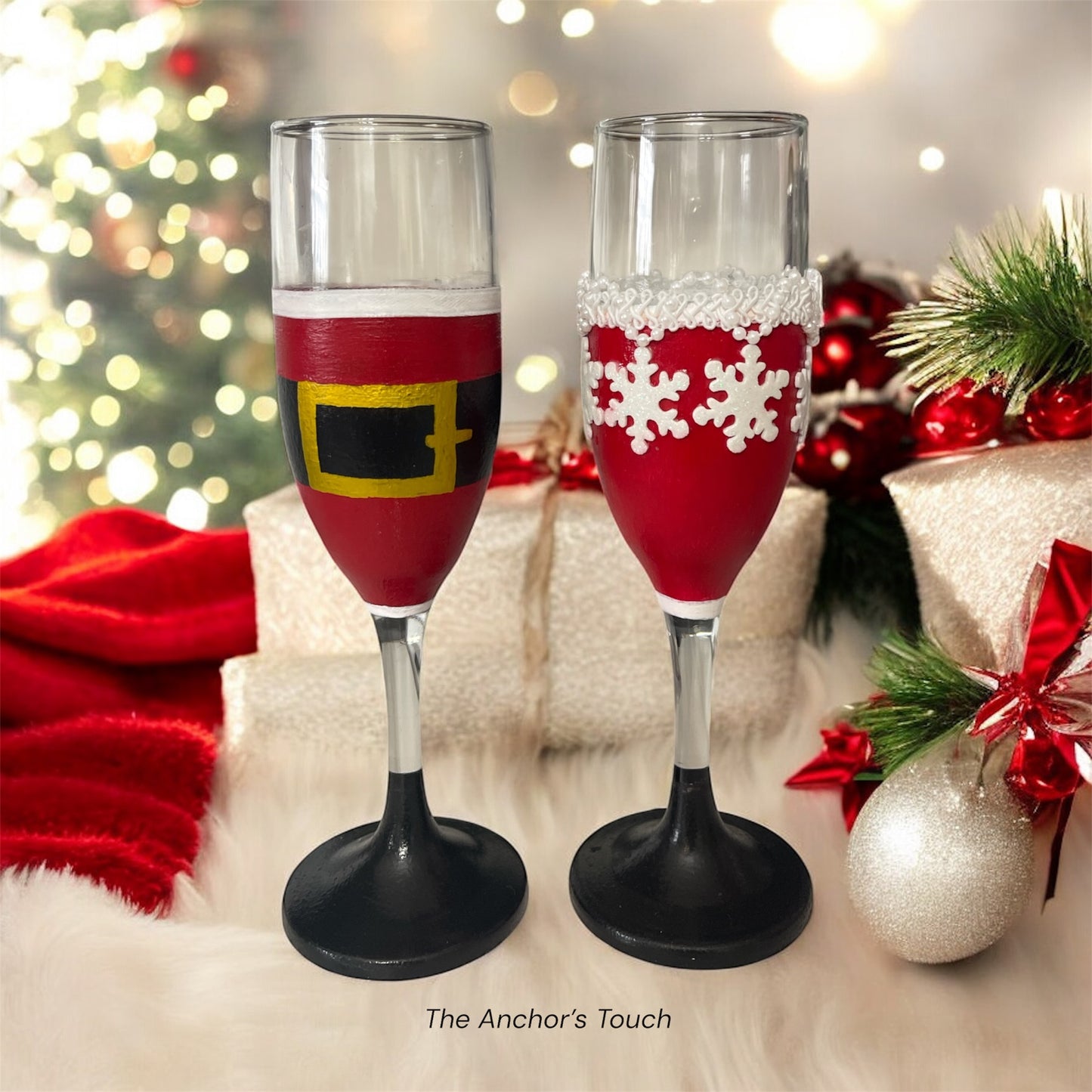 Mr. and Mrs. Claus Champagne Flute Set