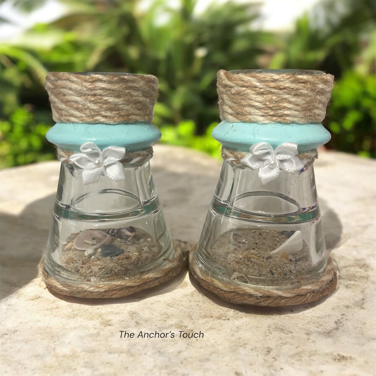 Coastal Candlesticks w/ Multicolored Twine